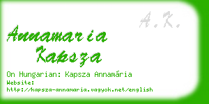 annamaria kapsza business card